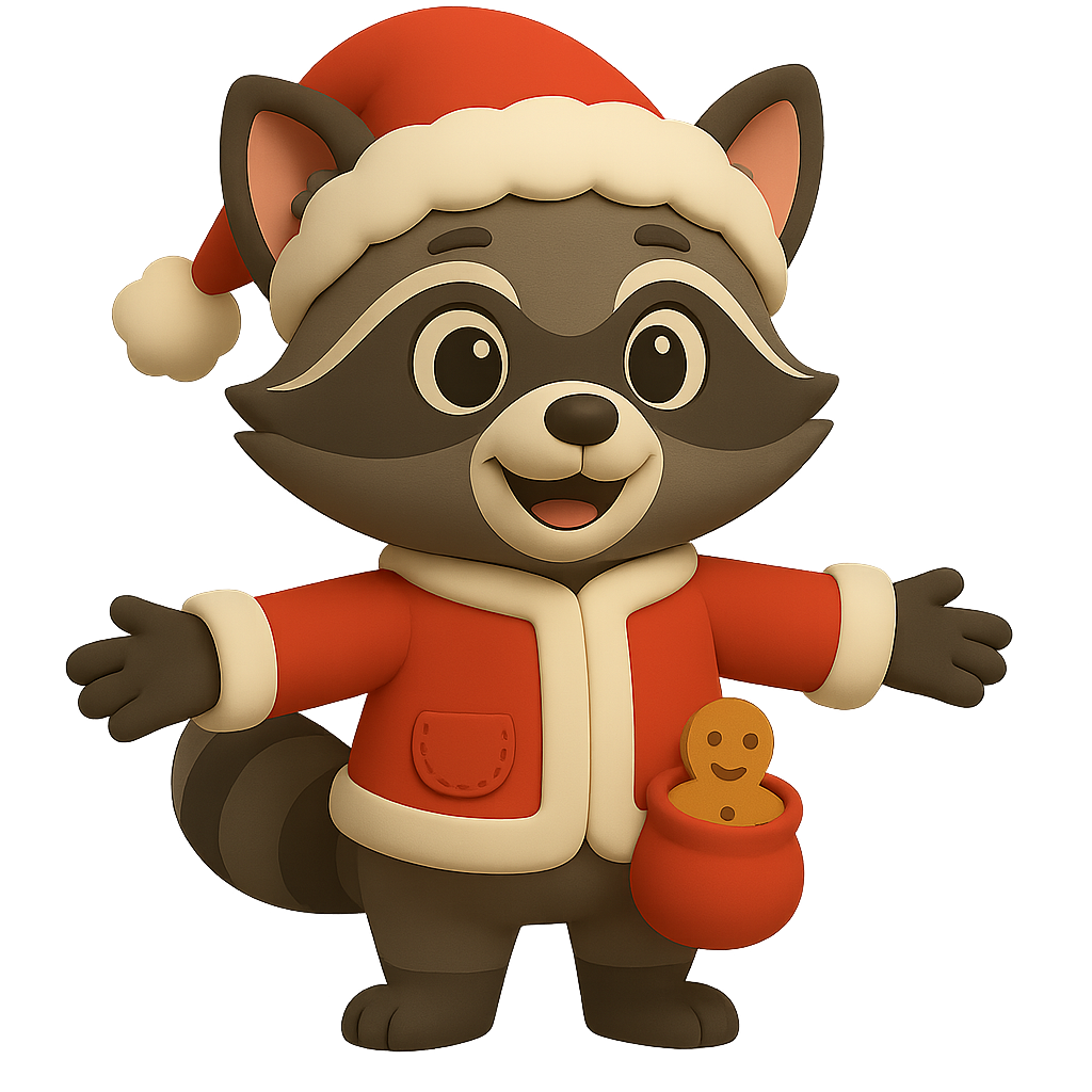 Pockets the Christmas Raccoon